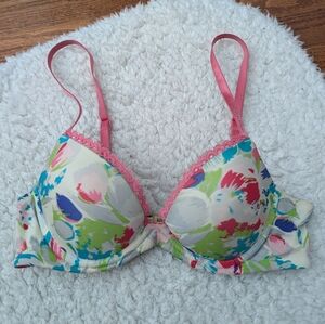 Calvin Klein Floral Print Push-up Underwire Bra 32b